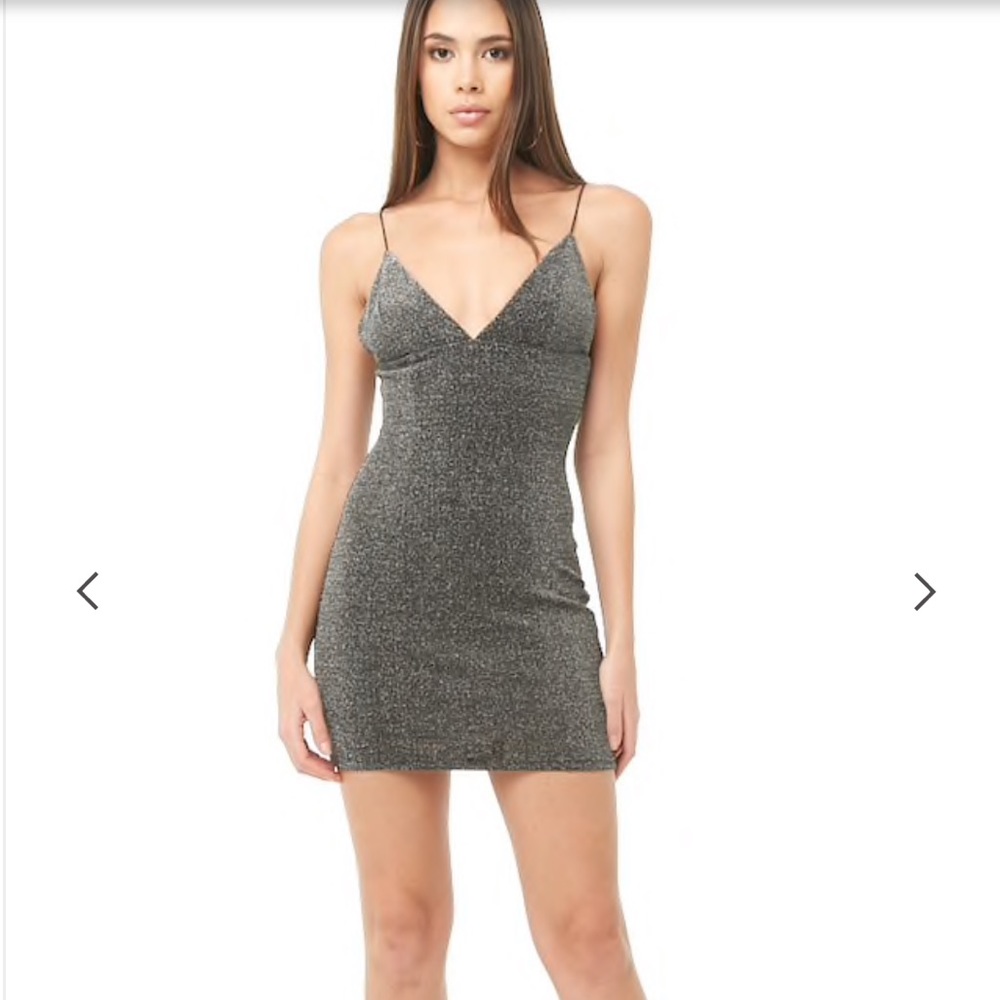 NWOT F21 Metallic Mini Spaghetti Strap Dress